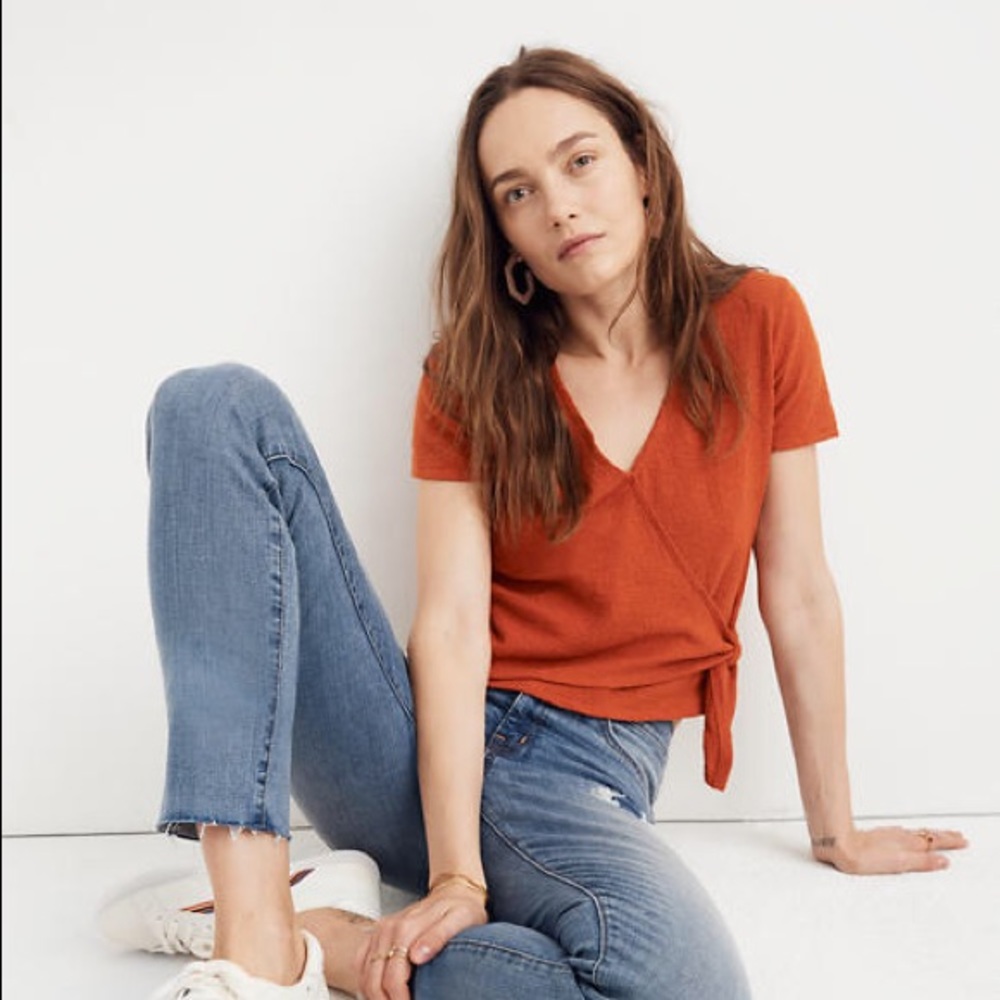 Madewell Texture & Thread Wrap Tie Top Medium